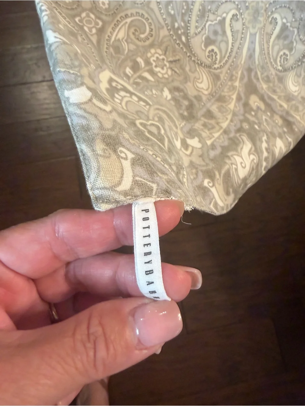 Pottery Barn Silver grey Paisley Table Runner